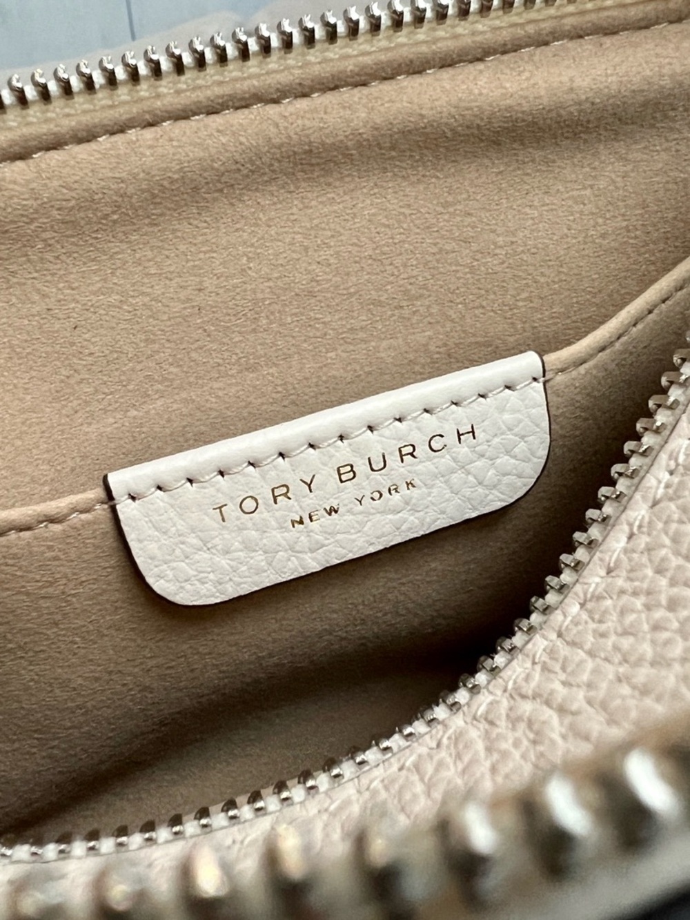 Tory Burch White Crossbody - Patterned Strap Suede Lining